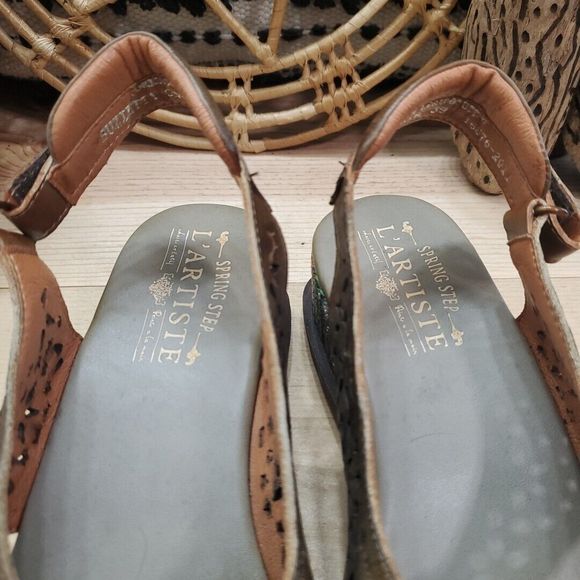 NWOB L'Artiste Suzietta Slingback Sandal Weave Basket Wedge Leather Boho 8.5/39 - Picture 9 of 12